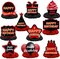 Happy Birthday Red and Black Table Honeycomb Centerpieces Balloons Theme Decor Table Decorations Table Toppers for Girls Women Princess 6th 21st 30th 40th 50th 60th Birthday Party Bday Supplies Gold